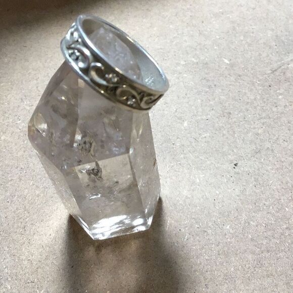 Ring, Sterling Silver Ring Band with 4 CZ, NEW, size 7, Handmade, Wedding, Artis - Picture 4 of 7